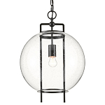 Подвесной светильник в форме шара из прозрачного стекла на линейном черном каркасе  Glass Ball with Seeds варинант исполнения - 2 | Loft Concept в Липецке