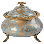 Шкатулка голубого цвета с золотым растительным узором Eden Garden варинант исполнения - 1 | Loft Concept в Липецке