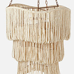 Трехъярусная люстра с подвесками из круглых деревянных бусин белая White Beads Three-tier Chandelier  варинант исполнения - 4 | Loft Concept в Липецке