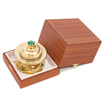 Икорница c декором "Три стерлядки" с гравировкой и натуральным камнем Малахит Decorative Cavair Dishes варинант исполнения - 3 | Loft Concept в Липецке