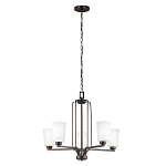 Люстра бронзового цвета с 5-ю матовыми стеклянными плафонами Generation Lighting варинант исполнения - 2 | Loft Concept в Липецке