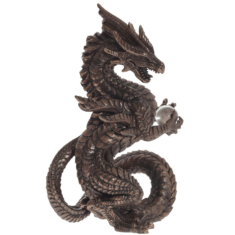 Декоративная статуэтка Дракон Dark Bronze Dragon Holding Sphere Statuette Коричневый Темная бронза в Липецке | Loft Concept 