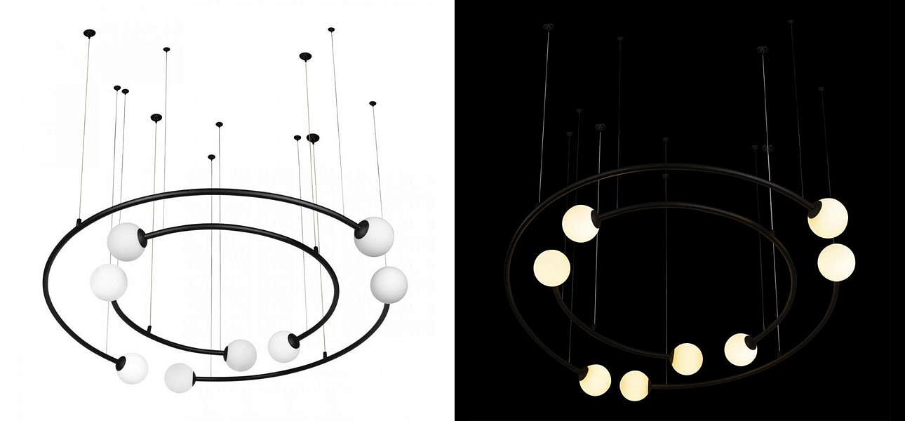 Дизайнерская Модульная Люстра PLANETARY two rings Black 100 см Дизайнерская Модульная Люстра PLANETARY two rings Black 100 см - Loft-Concept в Липецке
