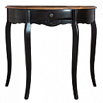 Консоль черная полукруглая из массива березы с ящиком и состаренным эффектом Vintage варинант исполнения - 1 | Loft Concept в Липецке