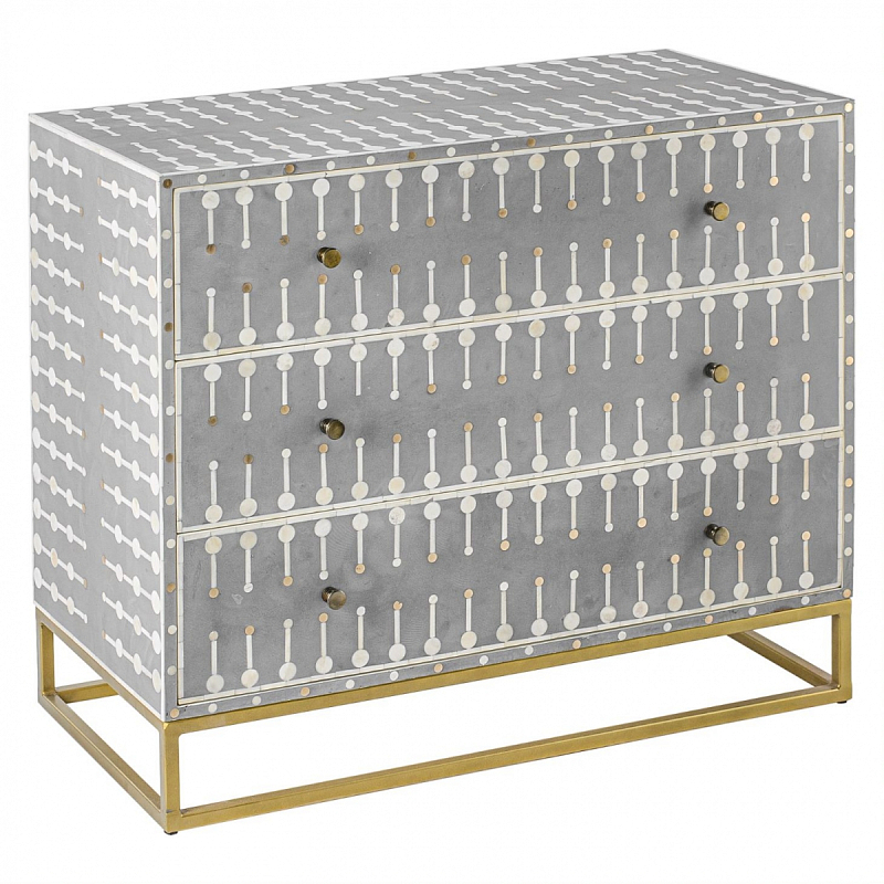 Комод серый кость BONE INLAY 3 DRAWER Белый Серый Комод серый кость BONE INLAY 3 DRAWER Белый Серый в Липецке | Loft Concept