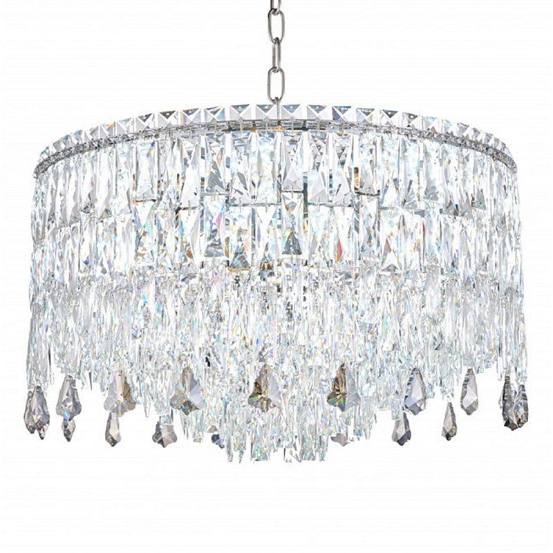 Люстра круглая с хрустальными подвесками на серебряном каркасе Roul Crystal Light Хром Прозрачный Люстра круглая с хрустальными подвесками на серебряном каркасе Roul Crystal Light Хром Прозрачный в Липецке | Loft Concept