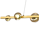 Люстра светодиодная линейная с 6-ю круглыми плафонами коньячного цвета Iona Chandelier Brass  варинант исполнения - 2 | Loft Concept в Липецке