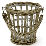 Кашпо стеклянное в плетёной корзине Timber варинант исполнения - 1 | Loft Concept в Липецке