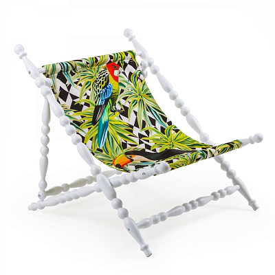 Стул Seletti Heritage Foldable Deckchair Parrots white Стул Seletti Heritage Foldable Deckchair Parrots white