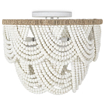 Круглый потолочный светильник с подвесками из круглых деревянных бусин Wooden Beads White Ceiling Lamp варинант исполнения - 2 | Loft Concept в Липецке