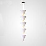 Подвесной светильник светодиодный в виде ряда белых металлических конусов  Herringbone варинант исполнения - 3 | Loft Concept в Липецке