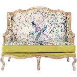 Диван из натурального бука бежевый с изображением птиц и цветов Beige Green Chinoiserie Garden Sofa варинант исполнения - 7 | Loft Concept в Липецке