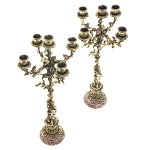 Подсвечники из бронзы на 10 свечей на подставке из камня креноид Stone Candlestick варинант исполнения - 2 | Loft Concept в Липецке