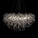 Люстра подвесная с прозрачными стеклянными подвесками в форме капель Диаметр 80 см Droplet Chandelier варинант исполнения - 6 | Loft Concept в Липецке