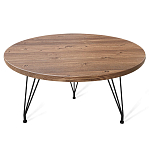 Стол журнальный c коричневой круглой столешницей на трех металлических ножках Charm Coffee Table варинант исполнения - 1 | Loft Concept в Липецке