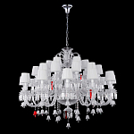 Люстра многоярусная с 30-ю белыми текстильными абажурами и хрустальными подвесками Lustre Reverie варинант исполнения - 2 | Loft Concept в Липецке