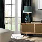 Настольная лампа с коническим дымчато-зелёным абажуром из искусственного шёлка Quintiesse варинант исполнения - 3 | Loft Concept в Липецке