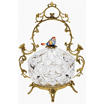 Конфетница с бронзовой ручкой и фарфоровой птичкой на крышке Eden Garden варинант исполнения - 1 | Loft Concept в Липецке