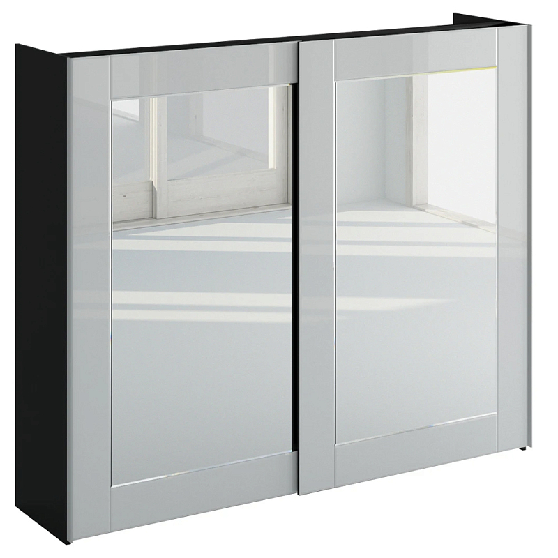 Шкаф-купе White Crystal Черный Белый Зеркало в Липецке | Loft Concept 