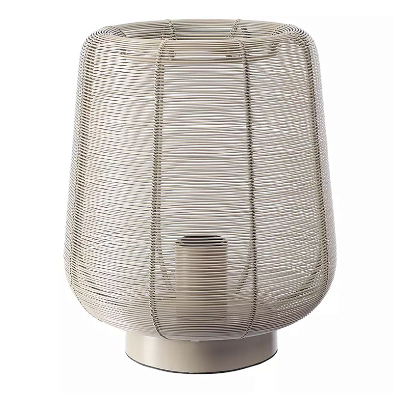 Настольная лампа с плетеным металлическим плафоном Wicker Iron Lamp Бежевый Черный Настольная лампа с плетеным металлическим плафоном Wicker Iron Lamp Бежевый Черный в Липецке | Loft Concept