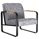 Кресло серый велюр с жесткими подлокотниками на полозьях Ashton варинант исполнения - 1 | Loft Concept в Липецке