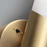 Бра с вытянутым цилиндрическим плафоном из белого алебастра на круглом основании Латунь Cryptocrystalline Stone варинант исполнения - 3 | Loft Concept в Липецке