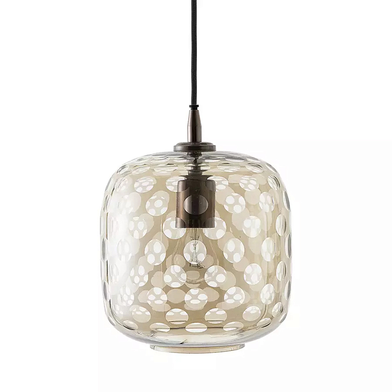 Подвесной светильник с плафоном из стекла с рельефным узором Glass lampshade with Relief Pattern Коричневый Подвесной светильник с плафоном из стекла с рельефным узором Glass lampshade with Relief Pattern Коричневый в Липецке | Loft Concept