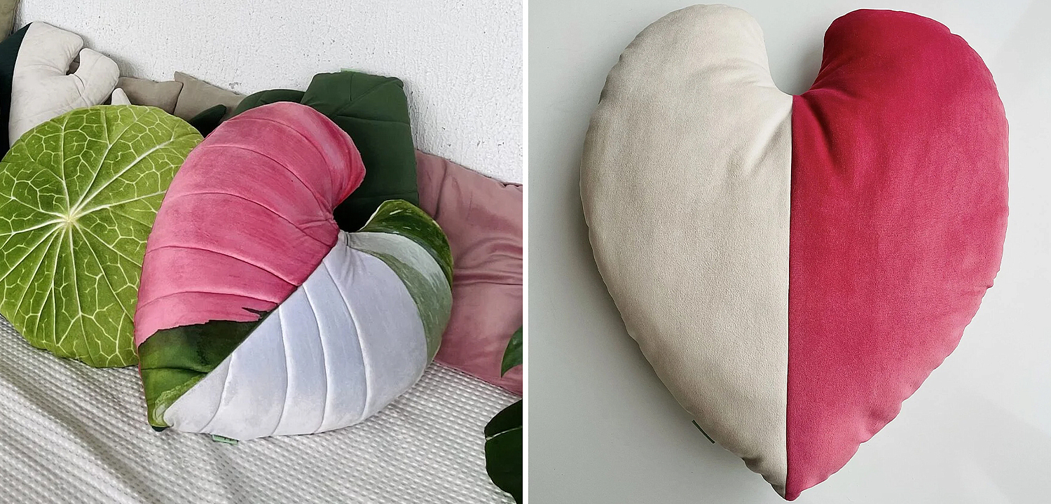 Декоративная подушка Botanical Cushion Filodendron Pink Princess Декоративная подушка Botanical Cushion Filodendron Pink Princess - Loft-Concept в Липецке