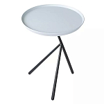 Столик приставной с круглой серой столешницей и черным основанием Round Stable Table варинант исполнения - 2 | Loft Concept в Липецке