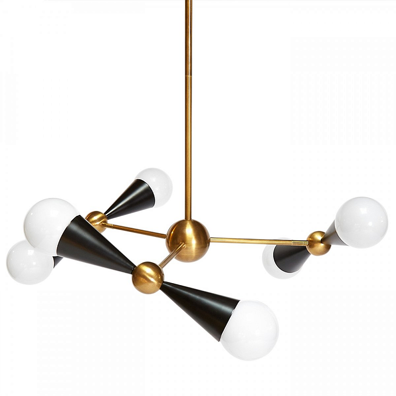 Люстра CARACAS SIX-LIGHT CHANDELIER Латунь Черный в Липецке | Loft Concept 