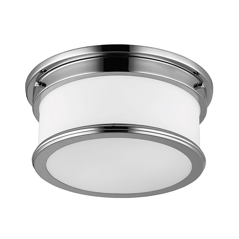 Потолочный светильник для ванных комнат цвета хром с вытянутым плафоном из молочного стекла Feiss Хром Белый в Липецке | Loft Concept 