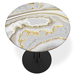 Стол журнальный с круглой столешницей из стекла Gray and Gold Marble варинант исполнения - 2 | Loft Concept в Липецке