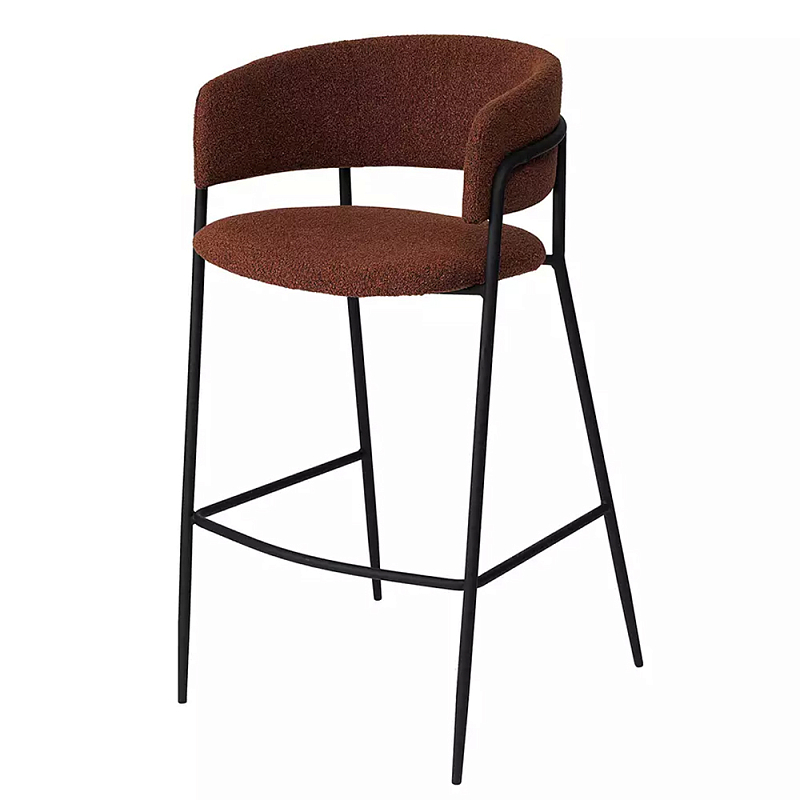 Стул полубарный с каркасом из металла и мягким сиденьем и спинкой Soft and Practical Капучино Терракотовый Стул полубарный с каркасом из металла и мягким сиденьем и спинкой Soft and Practical Капучино Терракотовый в Липецке | Loft Concept