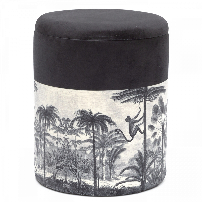 Пуф PUF Jungle Print с крышкой Мульти Черный Пуф PUF Jungle Print с крышкой Мульти Черный в Липецке | Loft Concept