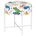 Пуф детский круглый с принтом на 4-х белых ножках Dinosaurs CHILDHOOD варинант исполнения - 1 | Loft Concept в Липецке