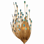 Бра настенное золотое с декором из бирюзовых элементов Peacock Tail варинант исполнения - 2 | Loft Concept в Липецке