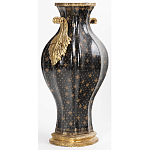 Ваза черного цвета из фарфора с золотистым узором и бронзовыми ручками Высота 39.5 см Eden Garden porcelain and bronze варинант исполнения - 1 | Loft Concept в Липецке