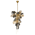 Люстра подвесная вытянутой формы с плафонами из стекла и металла с двумя вертикальными подвесками Gilded Mirage  варинант исполнения - 2 | Loft Concept в Липецке