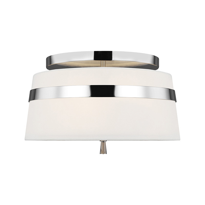 Потолочный светильник с белым тканевым абажуром Generation Lighting Никель Бежевый Белый в Липецке | Loft Concept 