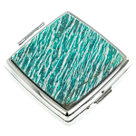 Таблетница карманная квадратная с 2-мя отделениями с зеркалом и накладкой из натурального камня Амазонит Silver Stone Pillboxes варинант исполнения - 1 | Loft Concept в Липецке