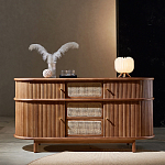 Дизайнерский комод овальный с фактурным фасадом и вставками из плетеных элементов Ambar варинант исполнения - 1 | Loft Concept в Липецке