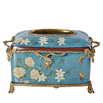 Салфетница прямоугольная голубого цвета с цветами и бабочками Blue Garden варинант исполнения - 1 | Loft Concept в Липецке