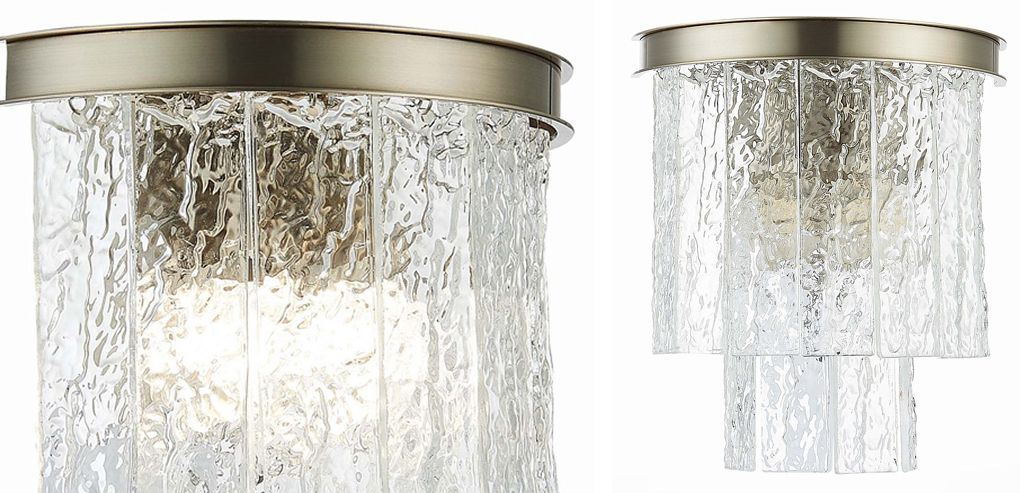 Бра Renea Textured Glass Wall Lamp Nickel Бра Renea Textured Glass Wall Lamp Nickel - Loft-Concept в Липецке