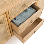 Длинный комод из ротанга с дверцами и ящиками Simone Rattan Chest of Drawers варинант исполнения - 4 | Loft Concept в Липецке