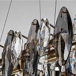 Люстра подвесная с овальными подвесками из стекла дымчатого цвета Harlow Crystal Round варинант исполнения - 3 | Loft Concept в Липецке