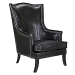 Кресло из натуральной кожи на 4-х деревянных ножках из массива бука Daniel Leather Armchair black варинант исполнения - 1 | Loft Concept в Липецке