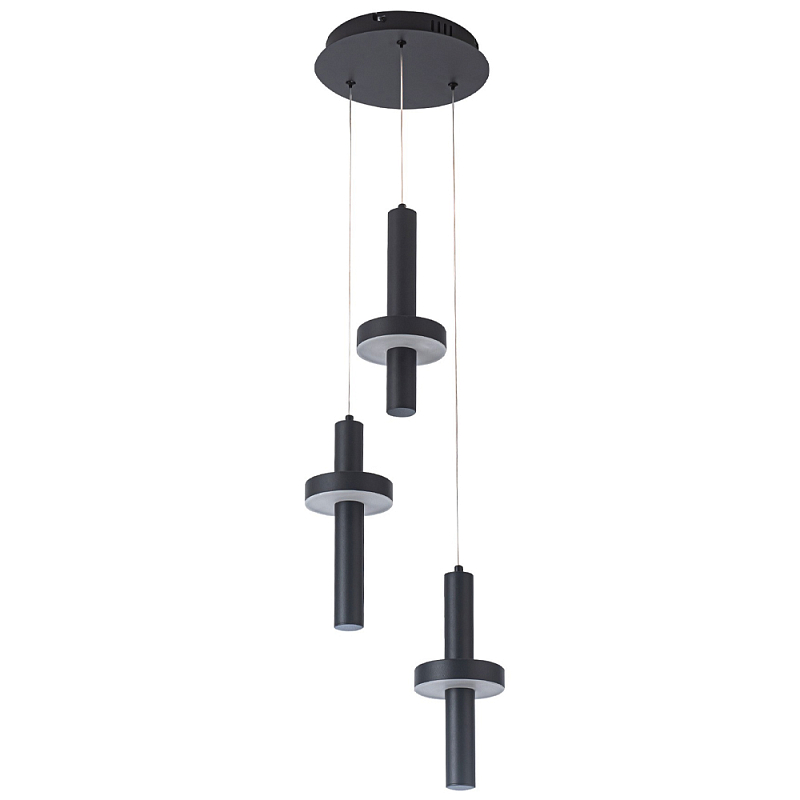 Каскадный светильник с 3-мя плафонами Flos Black Metal Acrylic Trio Hanging Lamp Черный Каскадный светильник с 3-мя плафонами Flos Black Metal Acrylic Trio Hanging Lamp Черный в Липецке | Loft Concept