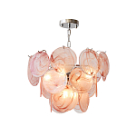 Люстра с каскадом из круглых розовых стеклянных дисков Pink Light Waterfall варинант исполнения - 2 | Loft Concept в Липецке