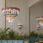 Люстра круглая с декором из разноцветных элементов в виде листьев Changing Seasons варинант исполнения - 12 | Loft Concept в Липецке