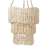 Трехъярусная люстра с подвесками из круглых деревянных бусин белая White Beads Three-tier Chandelier  варинант исполнения - 1 | Loft Concept в Липецке